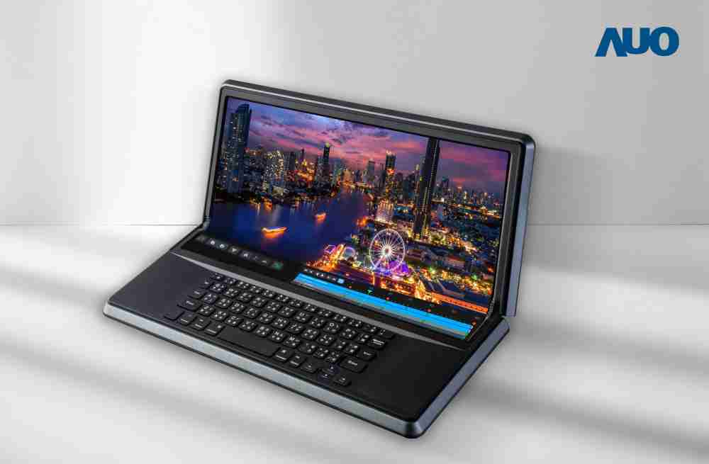 尊龙集团14.6吋Micro LED折迭显示屏幕，，搭配半径4mm的弯折绞炼，，以及高画素、、、高亮度、、高对比度的显示技术特点，，，即便在大视角下仍保有绝佳色相与亮度